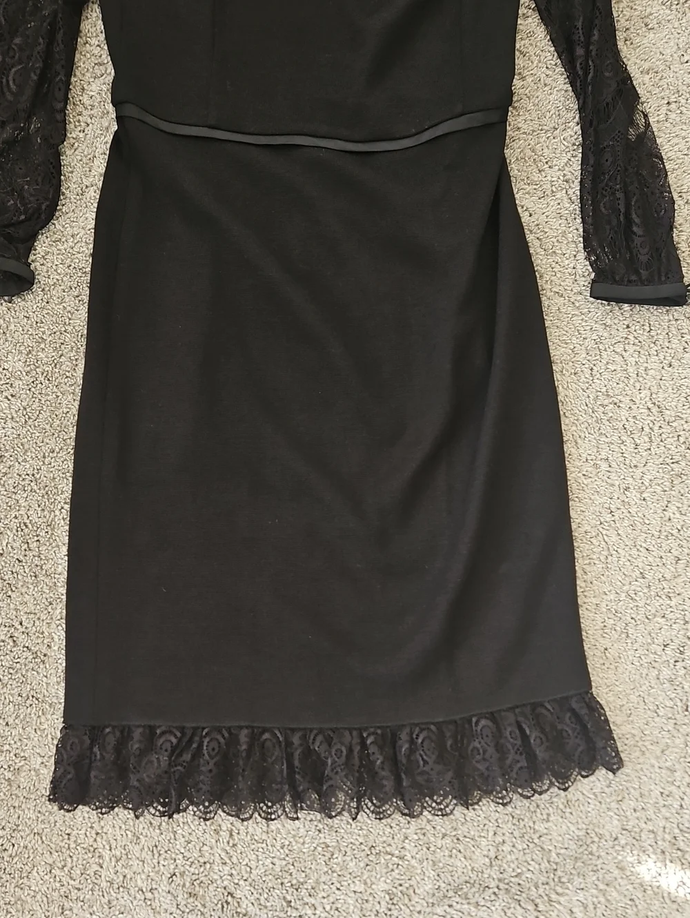Nwt Tory Burch Elegant Black Lace Sleeve Sheath Dress S